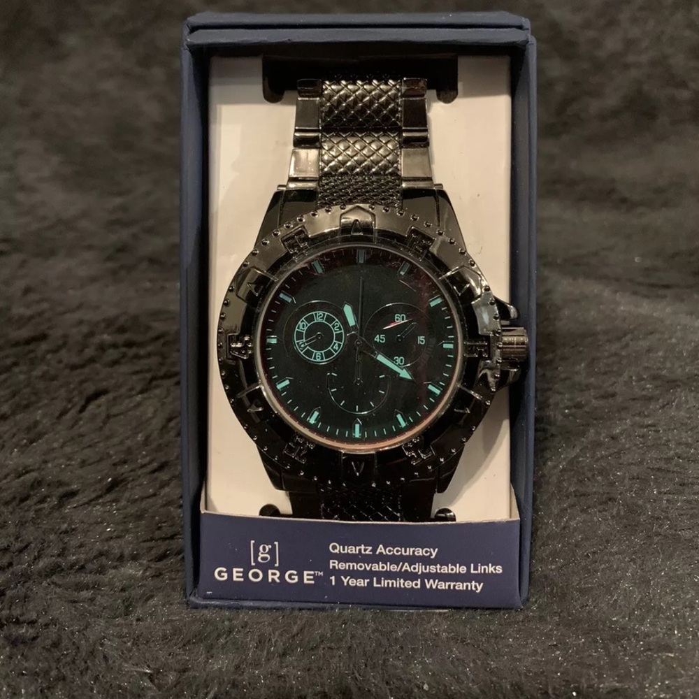 George Gr Analogue Watch Black/Gun, Time, Gift, Wrist Watch, Brand New!